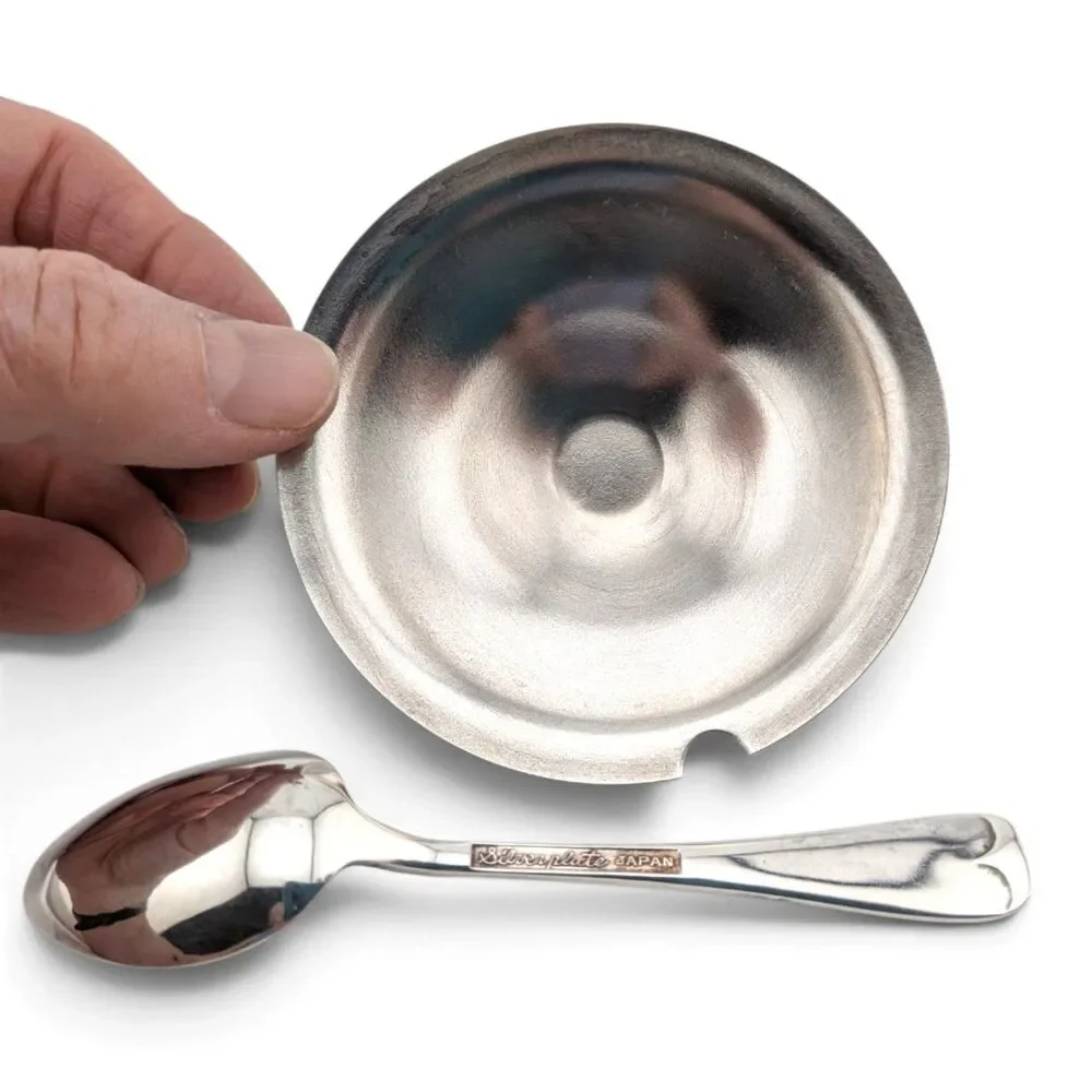 Vintage Silverplate Japan Condiment Spoon & Small Notched Lid Serving Pieces
